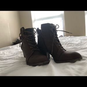 Brown heeled boots